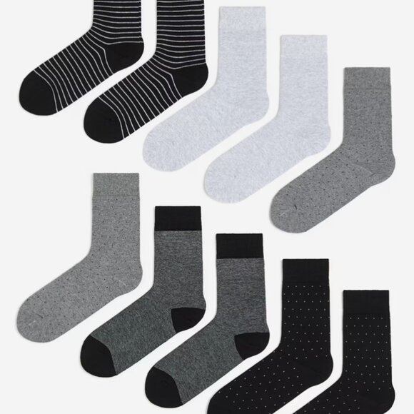 NWT Men's H&M 10 Pack Cotton Blend Crew Socks for US 10-11.5 - Picture 1 of 2